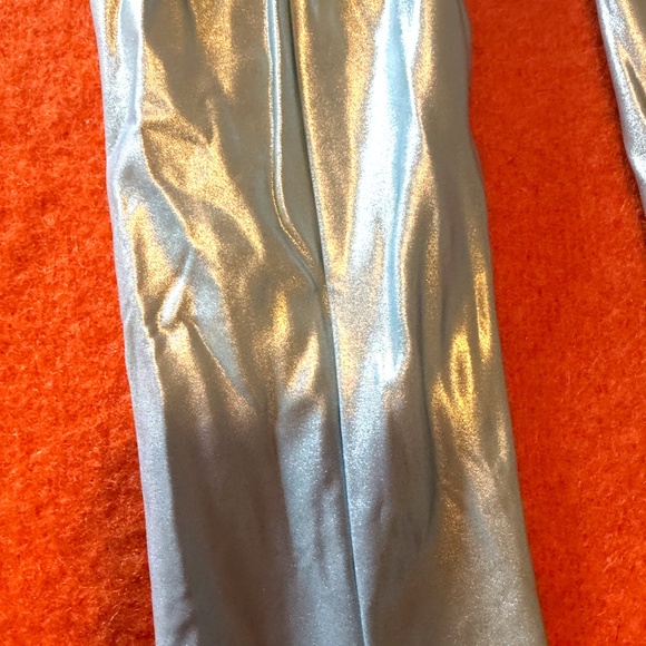 Simone Wild icy blue lame stretchy satin tigh-highs overknee socks NWOT - Picture 3 of 9